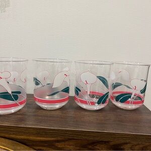 NEW Culver Vintage Acrylic DrinkWare Calla Lilies glasses Cups tumblers Set of 4
